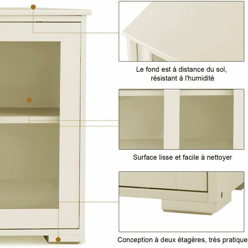 Bej MDF Sürgülü Cam Kapaklı ve Ayarlanabilir Raflı Konsol - 107x33x63 cm - 129288