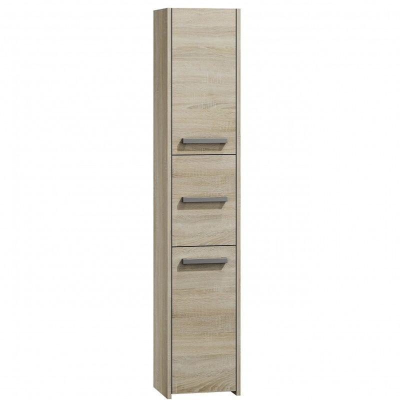 Bej Melamin Kaplı Yonga Levha 3 Kapaklı Raflı Banyo Dolabı-30x30x170 cm - 113896