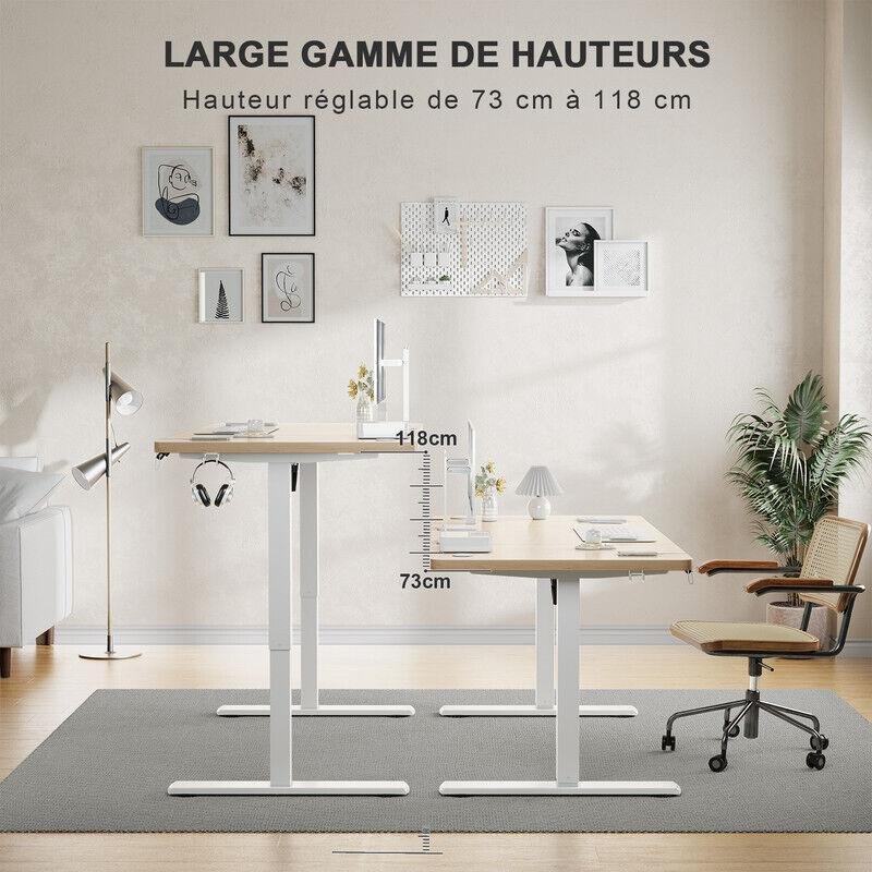 Bej Metal Motorlu Ayarlanabilir Bilgisayar Masası-140x60x118 cm - 114338