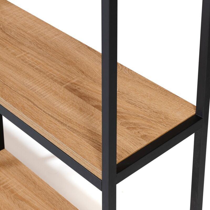 Bej Siyah Metal ve Endüstriyel Ahşap 3 Raflı Dresuar - 80x30x95 cm - 133933