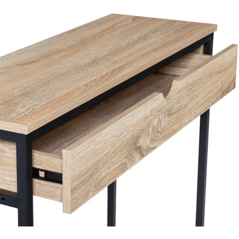 Bej Siyah Metal ve Endüstriyel Ahşap Tek Çekmeceli Dresuar - 90x30x85 cm - 134067