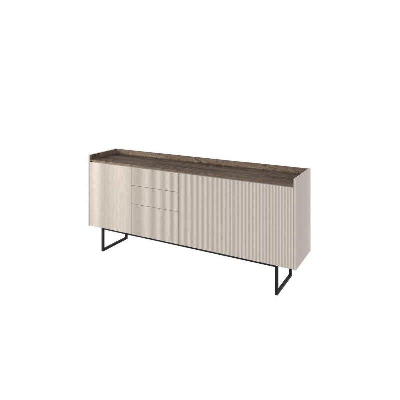 Bej ve Ceviz Endüstriyel Ahşap LED Aydınlatmalı Çekmeceli Konsol - 192 cm - 129559