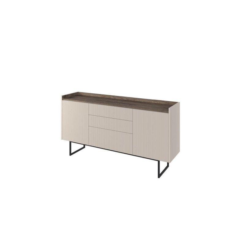 Bej ve Ceviz Renk Endüstriyel Ahşap LED Aydınlatmalı Çekmeceli Konsol - 166x40x86 cm - 129400