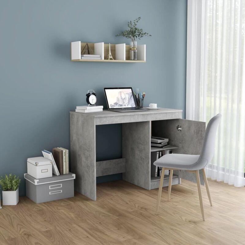 Beton Gri Ahşap Dolaplı Bilgisayar Masası-100x50x76 cm - 115137