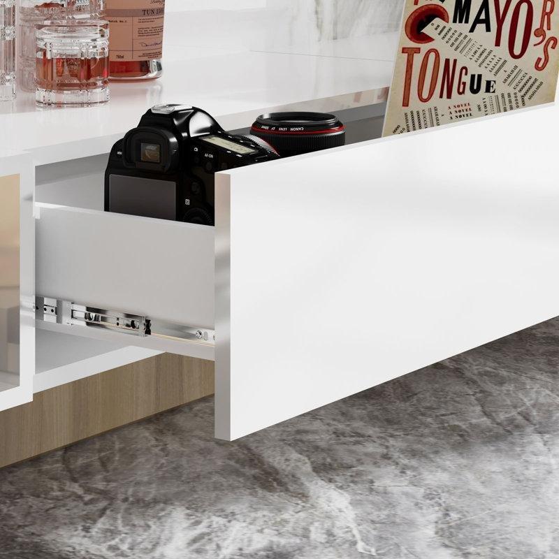 Beton Gri Endüstriyel Ahşap Duvara Monte Tek Çekmeceli Komodin - 75x35x20 cm - 127331