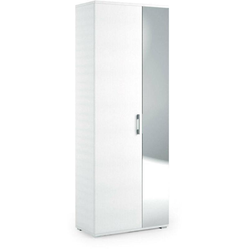 Beyaz 6 Raflı ve Çekmeceli Çok Amaçlı Aynalı Ayakkabılık - 72x37x195 cm - 118857
