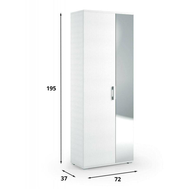Beyaz 6 Raflı ve Çekmeceli Çok Amaçlı Aynalı Ayakkabılık - 72x37x195 cm - 118857