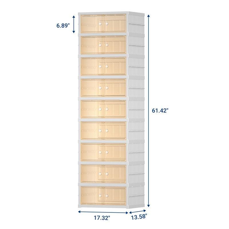 Beyaz 9 Raflı Katlanabilir Şeffaf Kapaklı Plastik Ayakkabılık - 156x44 cm - 121063