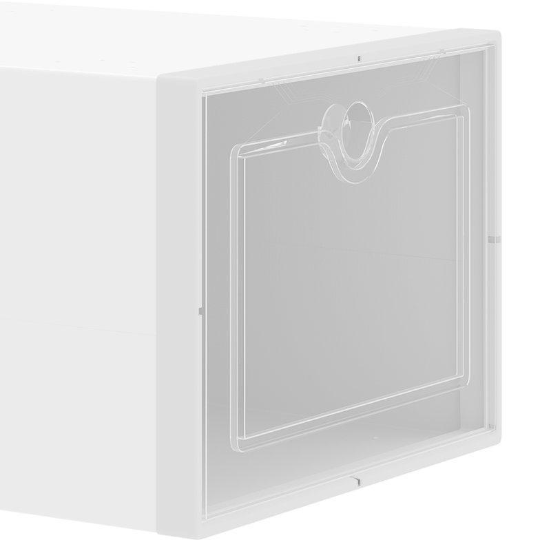 Beyaz ABS Malzeme 24'lü İstiflenebilir Şeffaf Kapaklı Plastik Ayakkabılık - 36x28x21 cm - 121000