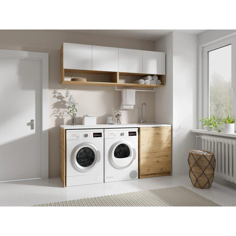 Beyaz Açık Doğal Melamin Kaplamalı Ters Kurulumlu Çamaşır Makinesi Dolabı-182x60x88 cm - 117990