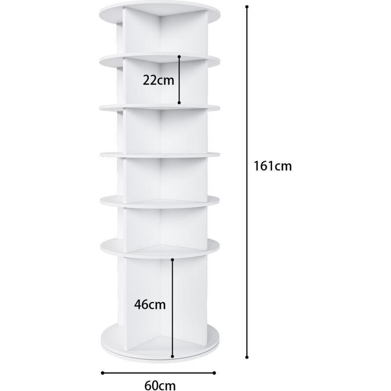 Beyaz Ahşap 360 Derece Döner 24 Çift Kapasiteli Ayakkabılık - 60x161 cm - 120020