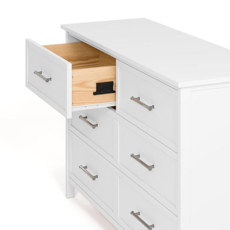 Beyaz Ahşap 6 Çekmeceli Kilitli Güvenlik Sistemli Şifonyer - 122x46x84 cm - 122536