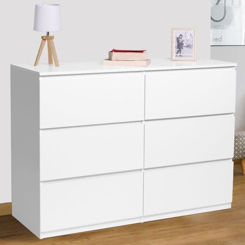 Beyaz Ahşap 6 Çekmeceli Modern Şifonyer - 110x40x80 cm - 123119