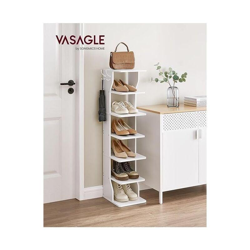 Beyaz Ahşap 7 Katlı Askılı Dar Ayakkabılık - 27x30x111 cm - 120478