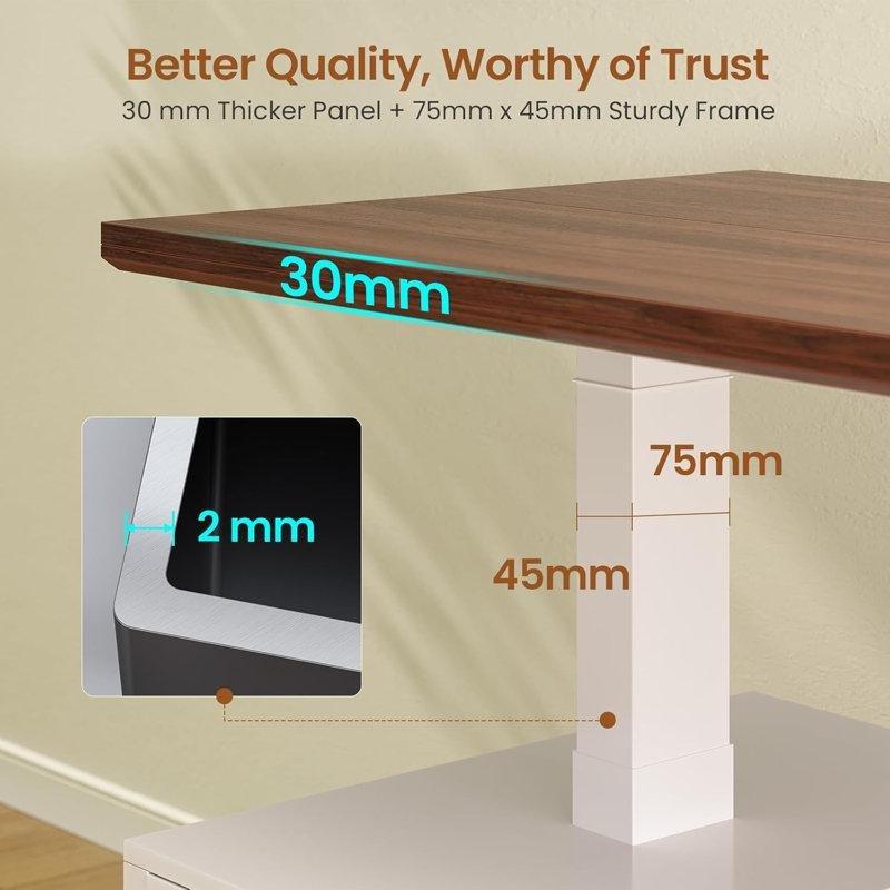 Beyaz Ahşap Elektrikli Ayarlanabilir Bilgisayar masası-160x71x79-120 cm - 116439