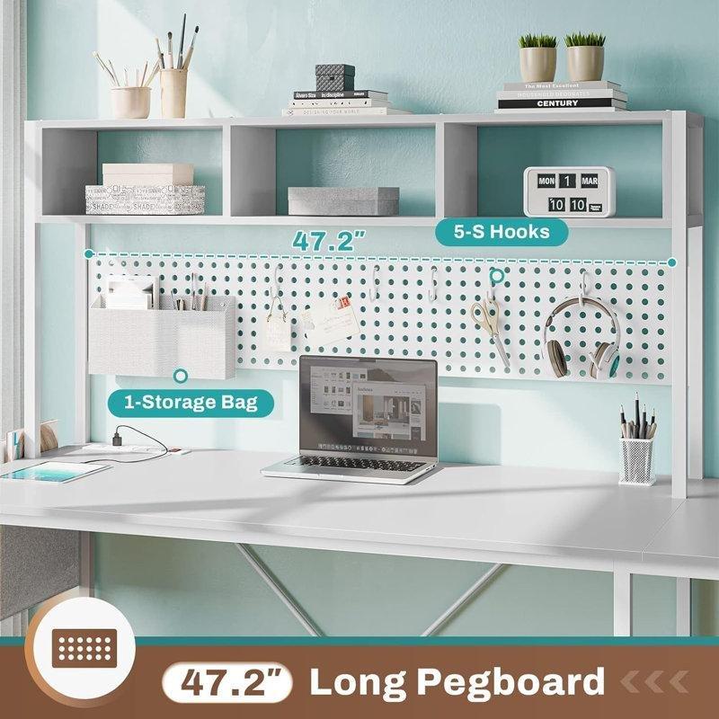 Beyaz Ahşap LED Işıklı L Şekilli Metal Ayaklı Bilgisayar Masası-241x170x50 cm - 116598