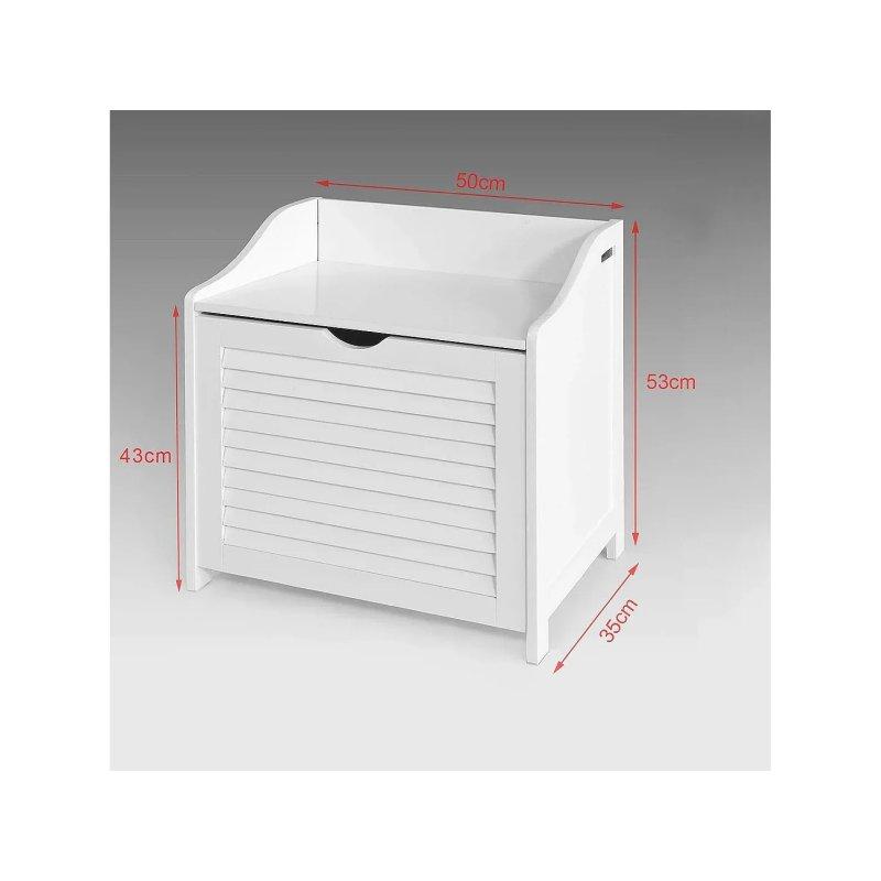 Beyaz Ahşap MDF Çıkarılabilir Torbalı Sandıklı Ayakkabılık - 50x35x53 cm - 118615