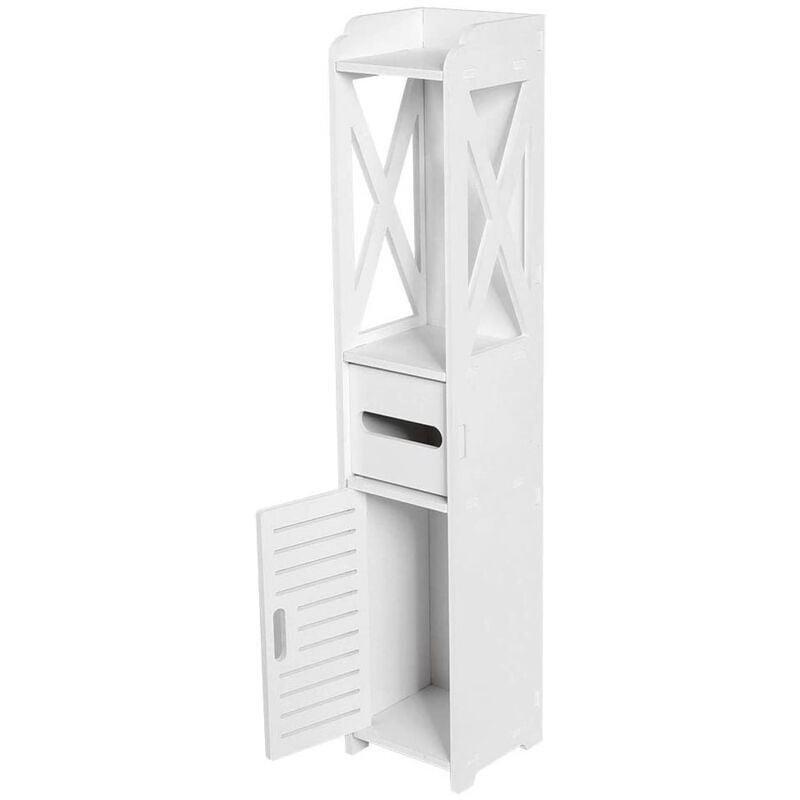 Beyaz Ahşap-Plastik Raflı Banyo Dolabı-20x20x80 cm - 113826