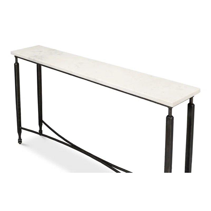 Beyaz Banswara Mermer ve Metal El İşçiliği Ayaklı Mermer Dresuar - 155x31x82 cm - 132113