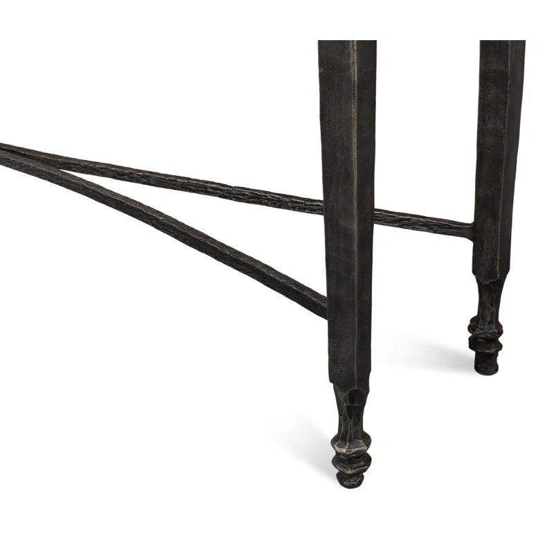 Beyaz Banswara Mermer ve Metal El İşçiliği Ayaklı Mermer Dresuar - 155x31x82 cm - 132113