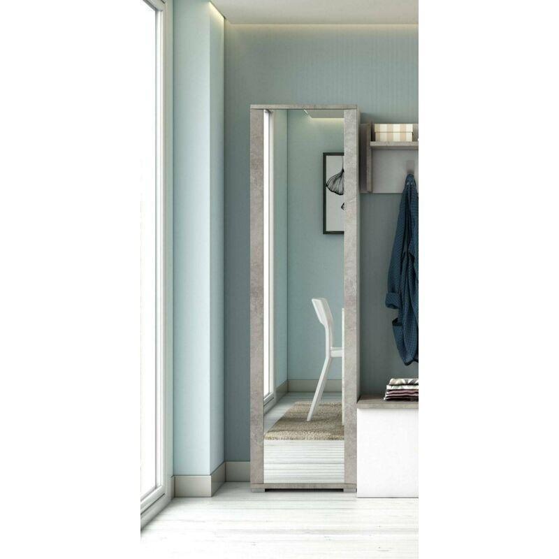 Beyaz Beton Renk Melamin Kaplı 7 Raflı Aynalı Ayakkabılık - 50x32x182 cm - 118892