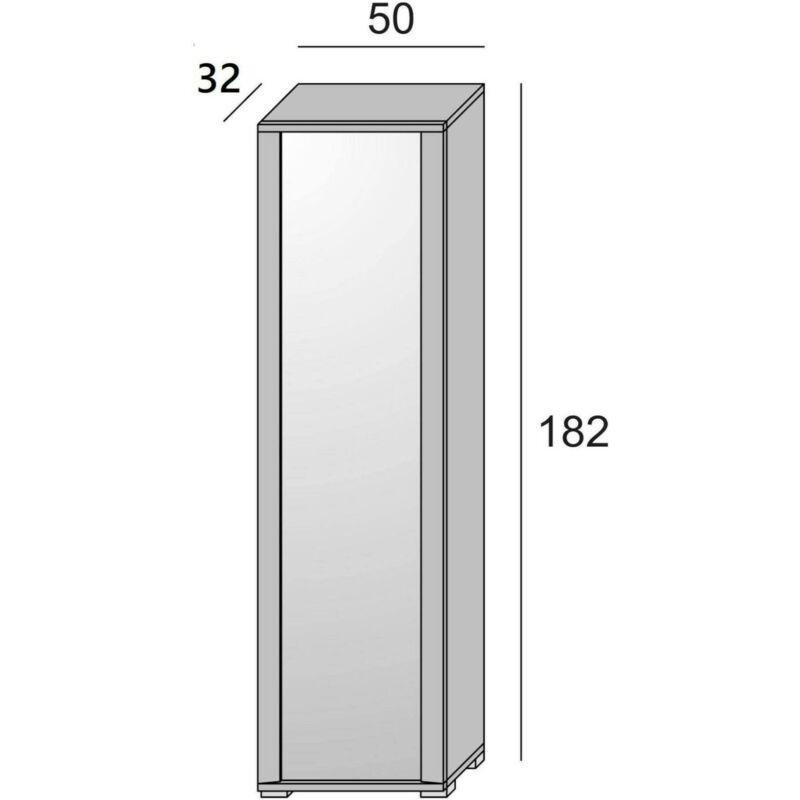 Beyaz Beton Renk Melamin Kaplı 7 Raflı Aynalı Ayakkabılık - 50x32x182 cm - 118892