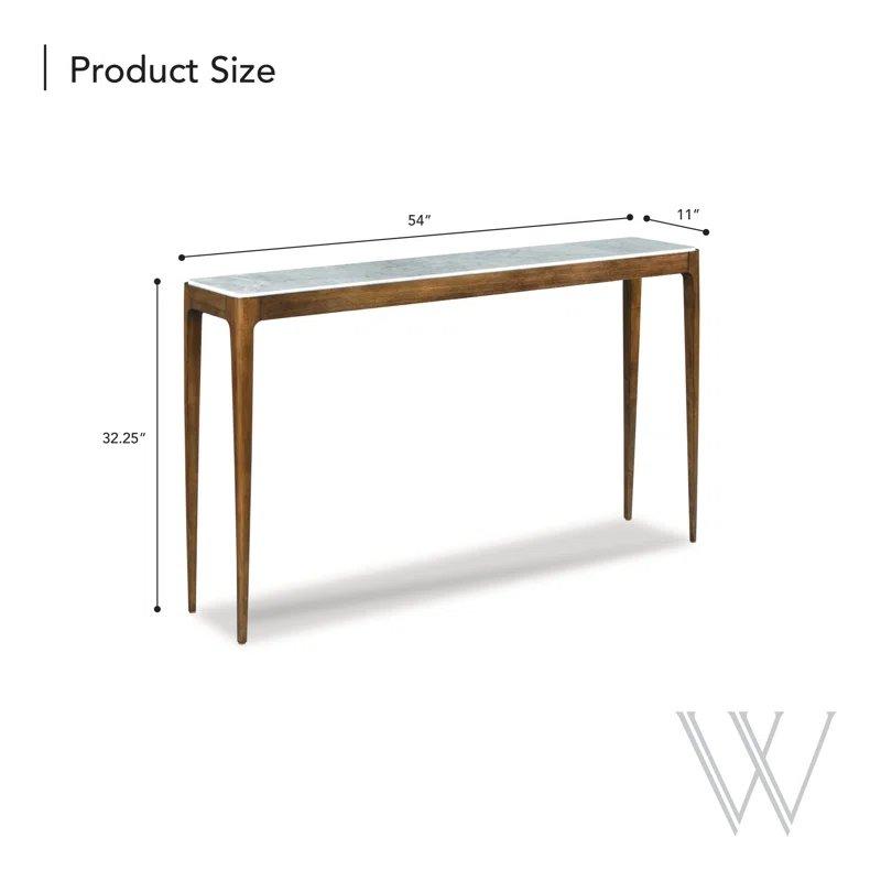 Beyaz Carrara Tabla Masif Ceviz Ayaklı Dikdörtgen Mermer Dresuar - 138x28x82 cm - 132052