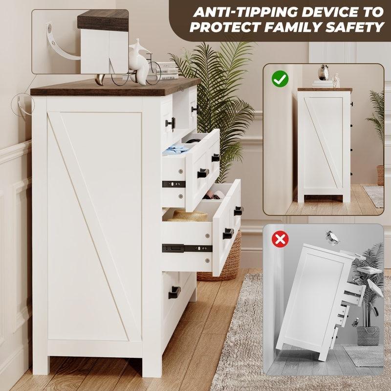 Beyaz Ceviz Endüstriyel Ahşap 8 Çekmeceli LED Işıklı Gizli Aynalı Şifonyer - 120 cm - 122830