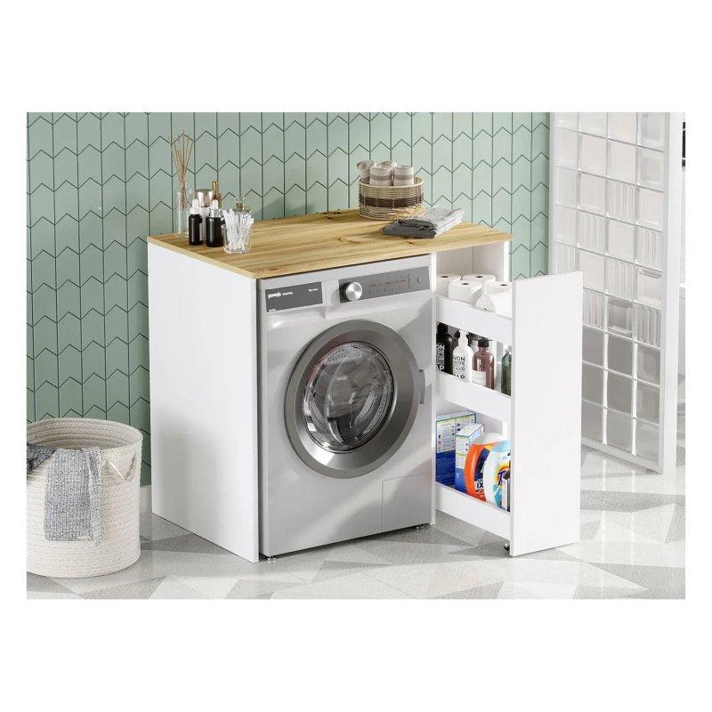 Beyaz Doğal Mat Melamin Metal İskeletli Raflı Çamaşır Makinesi Dolabı-94x89x60 cm - 117894
