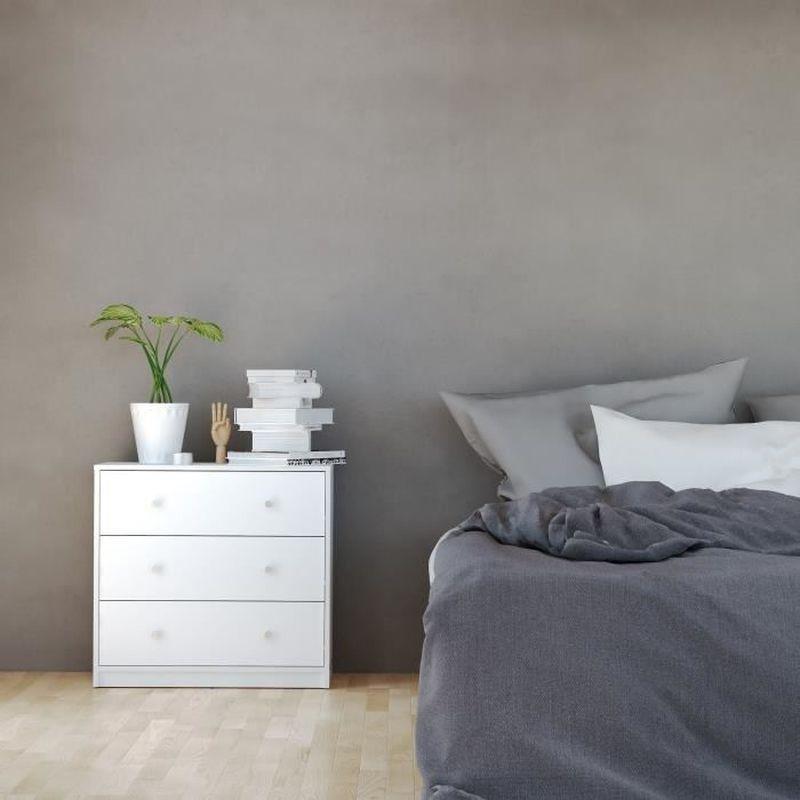 Beyaz Endüstriyel Ahşap 3 Çekmeceli Mat Yüzeyli Şifonyer - 73x31x69 cm - 123711