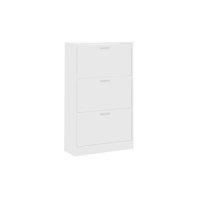 Beyaz Endüstriyel Ahşap 3 Düşer Kapaklı Ayakkabılık - 63x24x103 cm - 118552