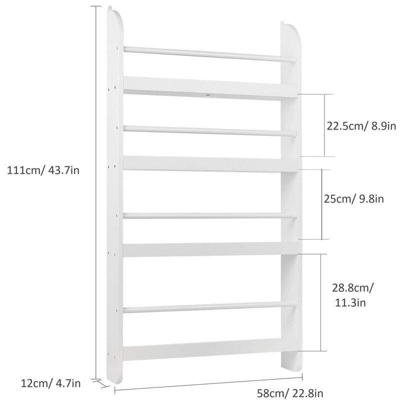 Beyaz Endüstriyel Ahşap 4 Raflı Duvara Monte Kitaplık - 58x111 cm - 141127