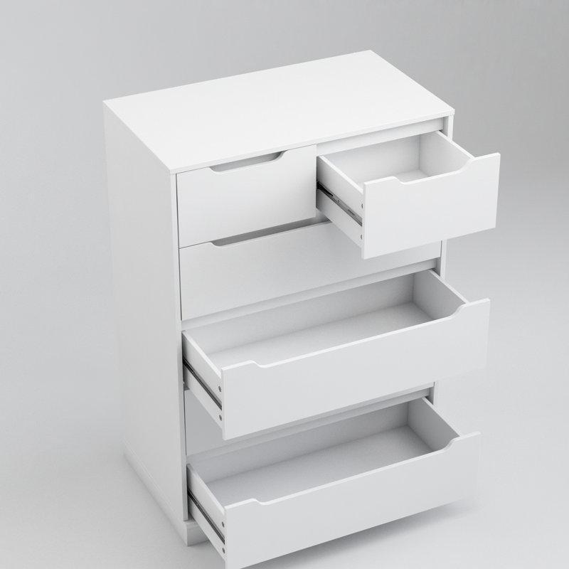 Beyaz Endüstriyel Ahşap 6 Çekmeceli Dikey Tasarım Şifonyer - 71x110 cm - 122950