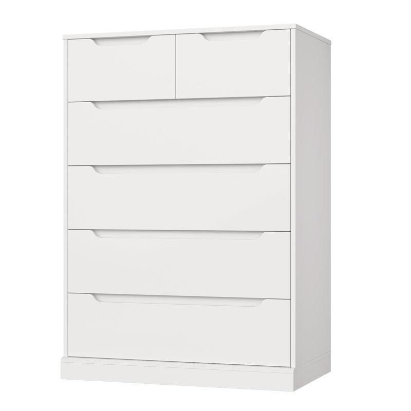 Beyaz Endüstriyel Ahşap 6 Çekmeceli Dikey Tasarım Şifonyer - 71x110 cm - 122950