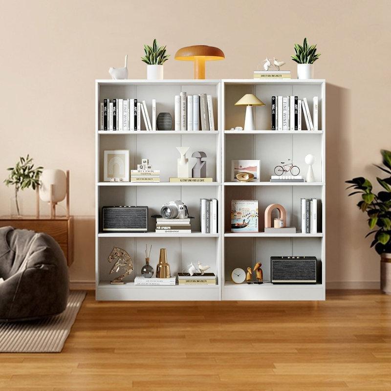 Beyaz Endüstriyel Ahşap Ayarlanabilir Raflı Kitaplık - 140x79x28 cm - 142078