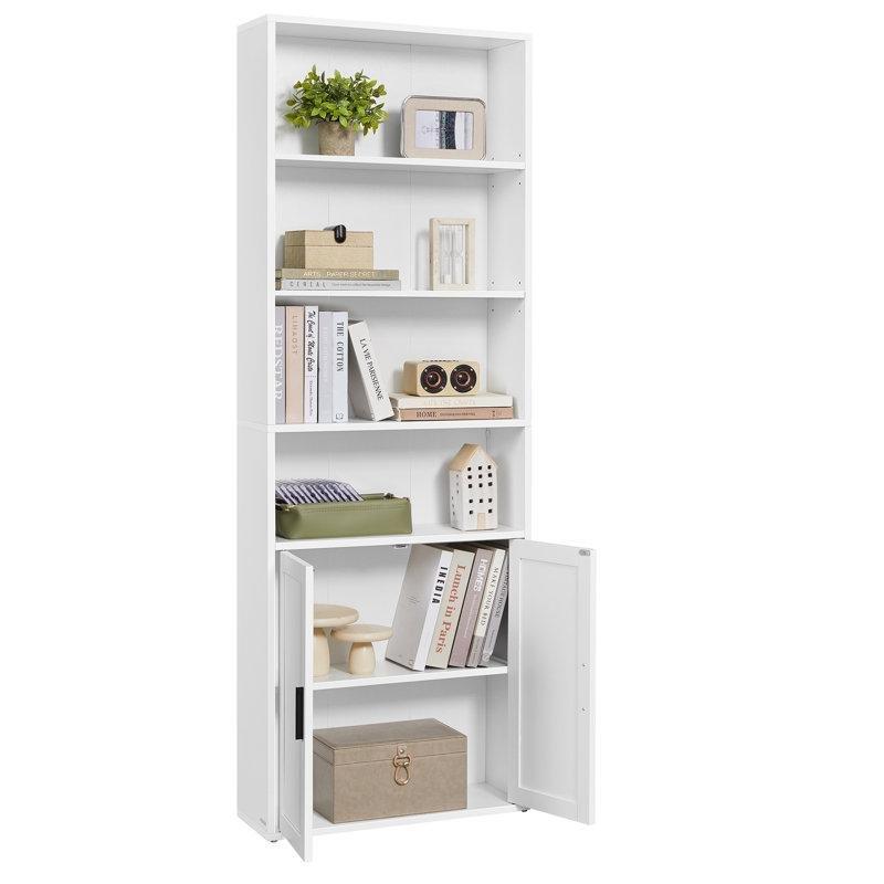 Beyaz Endüstriyel Ahşap Kapaklı ve 4 Raflı Kitaplık - 61x25x177 cm - 141655