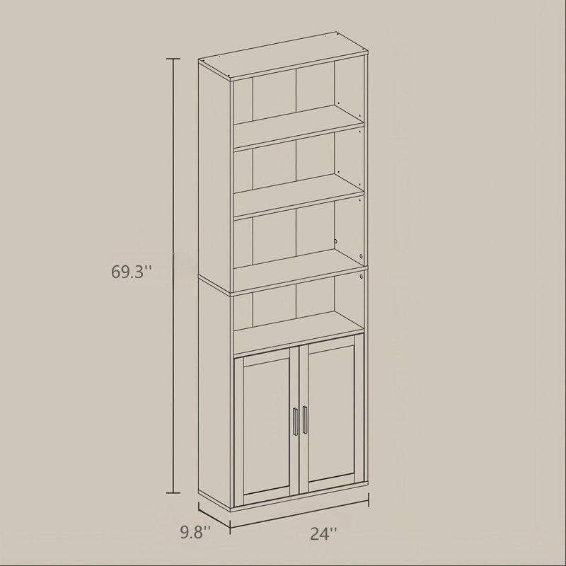 Beyaz Endüstriyel Ahşap Kapaklı ve 4 Raflı Kitaplık - 61x25x177 cm - 141655