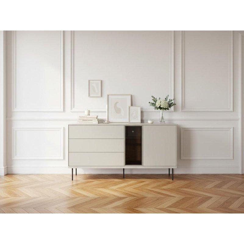 Beyaz Endüstriyel Ahşap LED Aydınlatmalı 2 Kapaklı 3 Çekmeceli Konsol - 161x41x83 cm - 129422