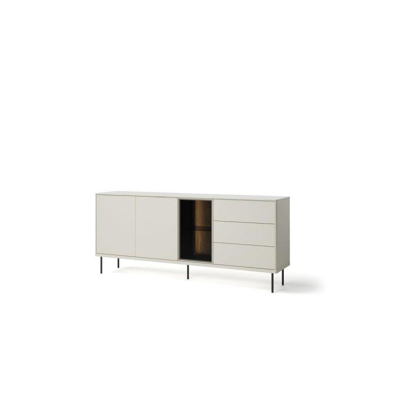 Beyaz Endüstriyel Ahşap LED Aydınlatmalı 3 Kapaklı 3 Çekmeceli Konsol - 194x41x83 cm - 129522