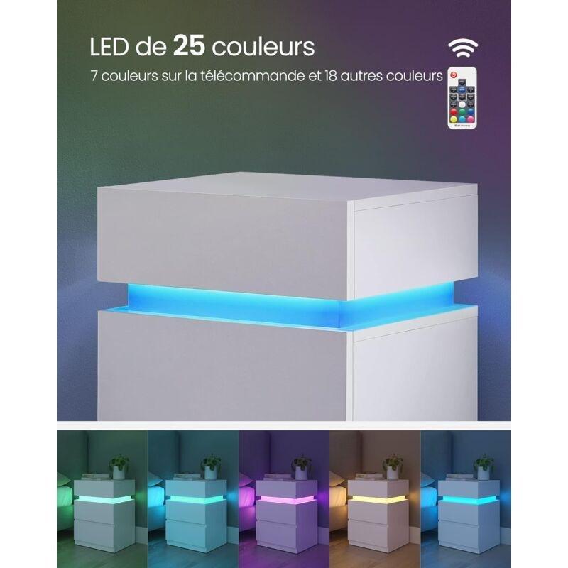Beyaz Endüstriyel Ahşap LED Aydınlatmalı ve Kumandalı 3 Çekmeceli Komodin - 40x35x55 cm - 127762