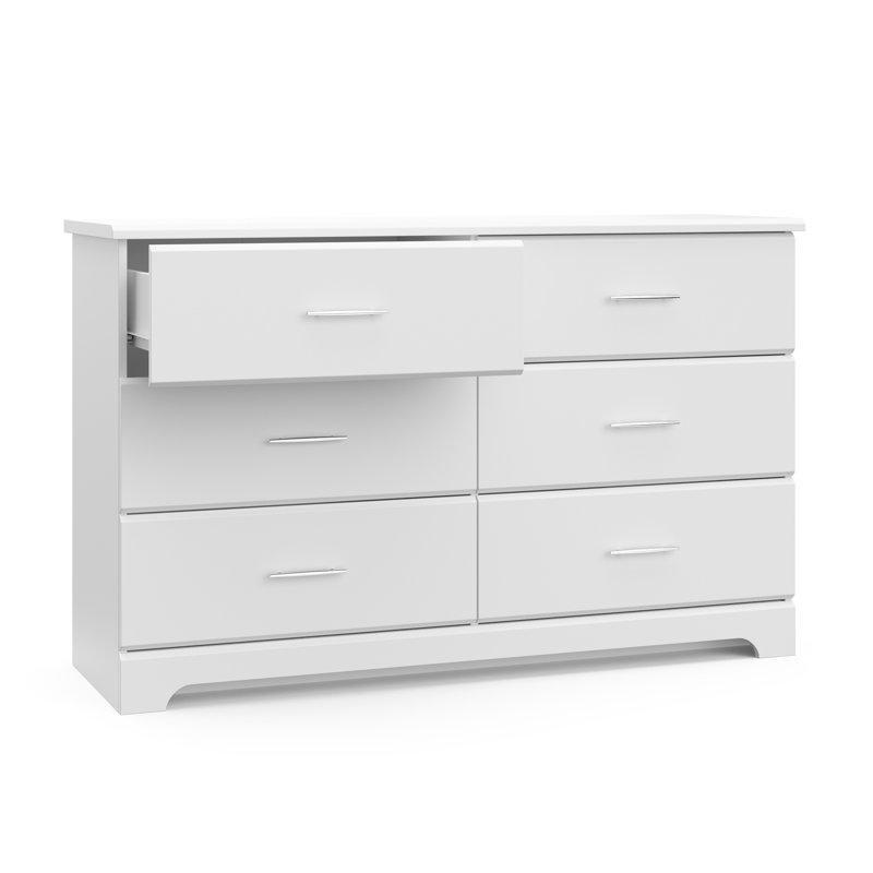 Beyaz Endüstriyel Ahşap Metal Kulplu 6 Çekmeceli Şifonyer - 136x43x85 cm - 122560