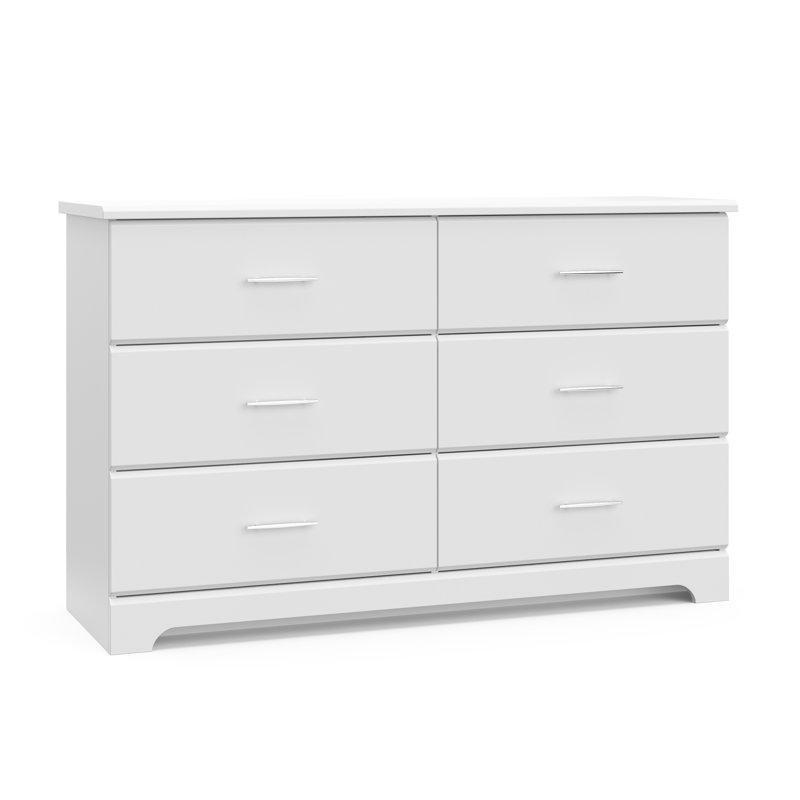 Beyaz Endüstriyel Ahşap Metal Kulplu 6 Çekmeceli Şifonyer - 136x43x85 cm - 122560