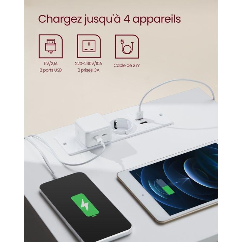 Beyaz Endüstriyel Ahşap Prizli ve USB Girişli 3 Çekmeceli İkili Komodin - 35x40x59 cm - 127879