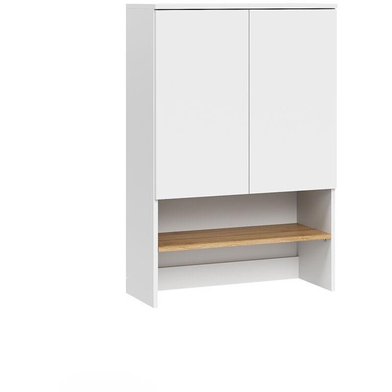 Beyaz Endüstriyel Ahşap Raflı Çamaşır makinesi dolabı-68x101x29 cm - 118124