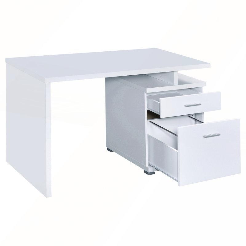 Beyaz Endüstriyel Ahşap USB Portlu Kablosuz Şarjlı Çekmeceli Bilgisayar Masası-75x120x60 cm - 116874