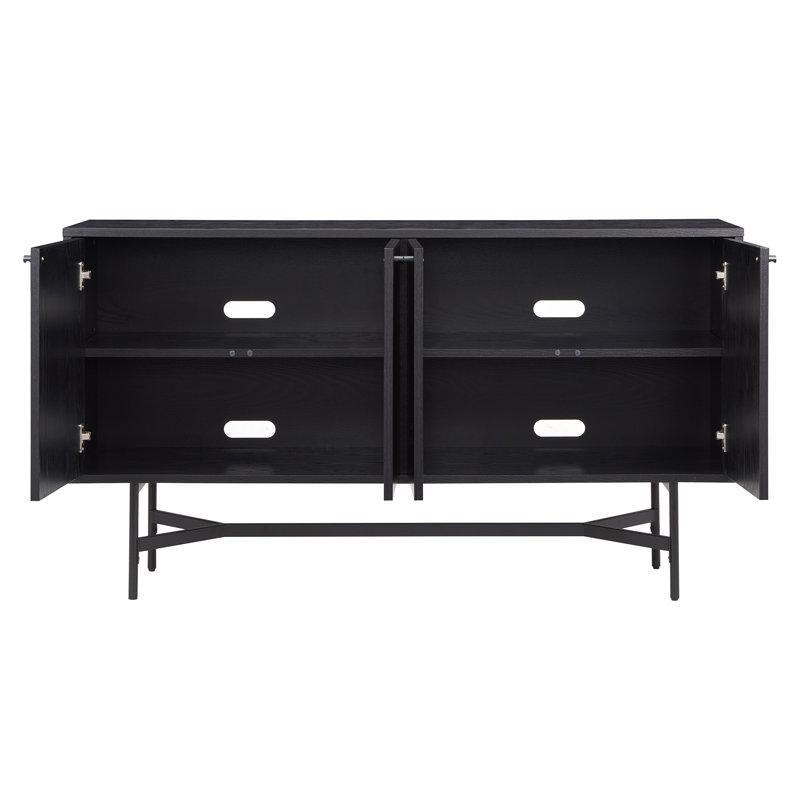 Beyaz Endüstriyel Ahşap ve Çelik 4 Kapaklı Kablo Yönetimli Konsol - 148x40x82 cm - 128812