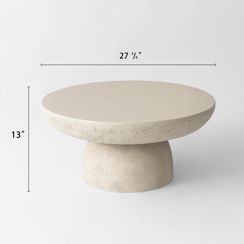 Beyaz Fiberglas Çizilmeye Dayanıklı Yuvarlak Sehpa-34x71x71 cm - 117768