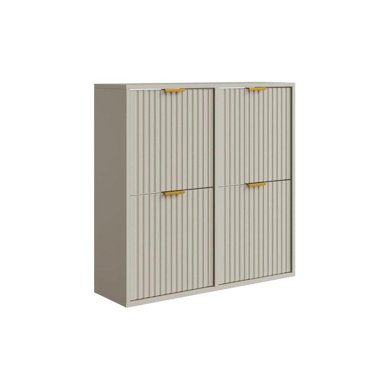 Beyaz Gold Detaylı 4 Bölmeli Düşer Kapaklı Ayakkabılık - 80x25x80 cm - 118759