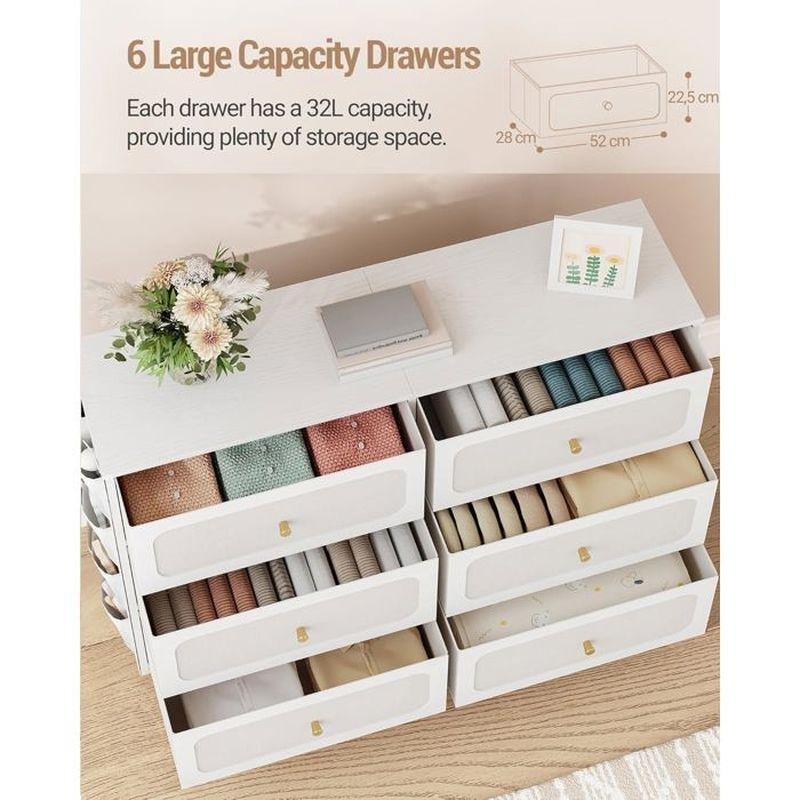 Beyaz Gold Kumaş Çekmeceli Yan Cepli Şifonyer - 110x30x85 cm - 123687