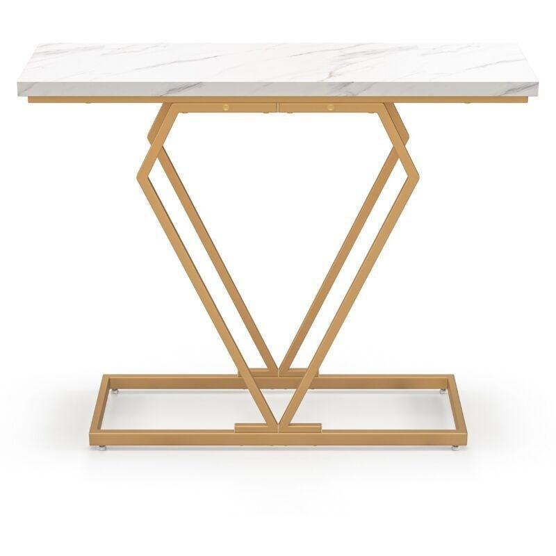 Beyaz Gold Mermer Desenli Metal Ayaklı Dresuar - 100x30 cm - 133630